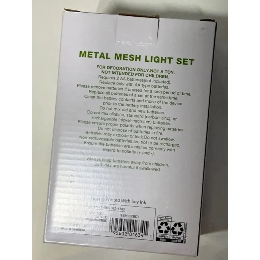 Garden Party Metal Mesh Light Set Green Cactus LED 5.5 feet Warm White Lights